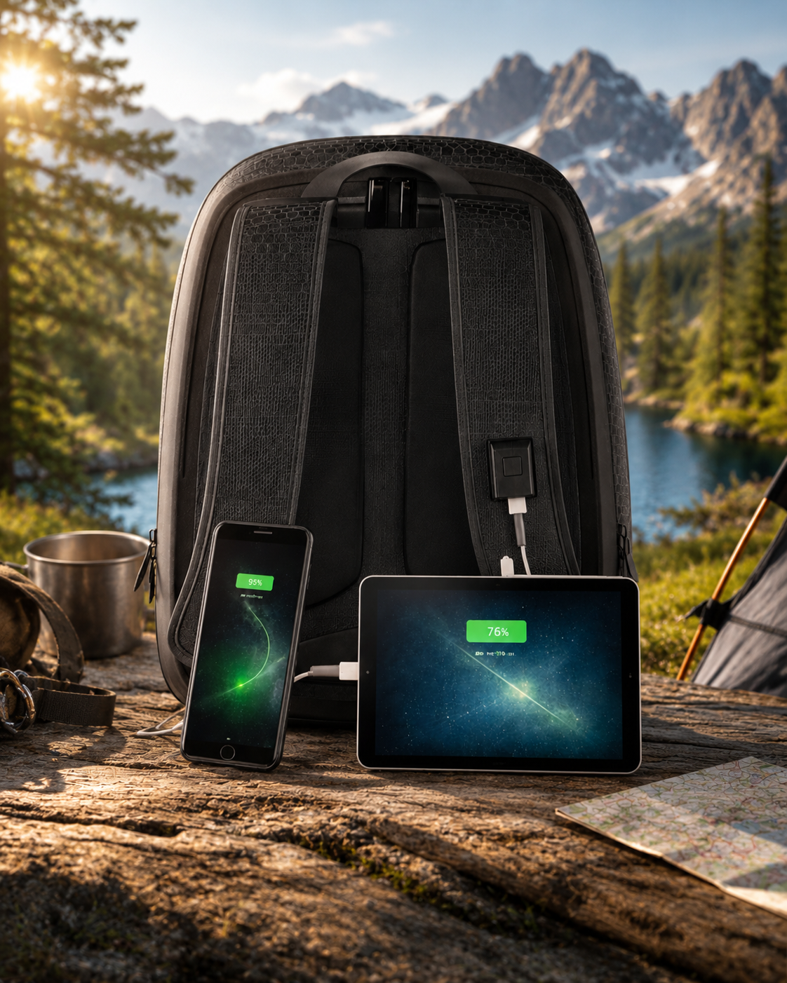 PACK MOCHILA SOLAR CON BATERIA INTEGRADA + 9 SNACKS DE REGALO