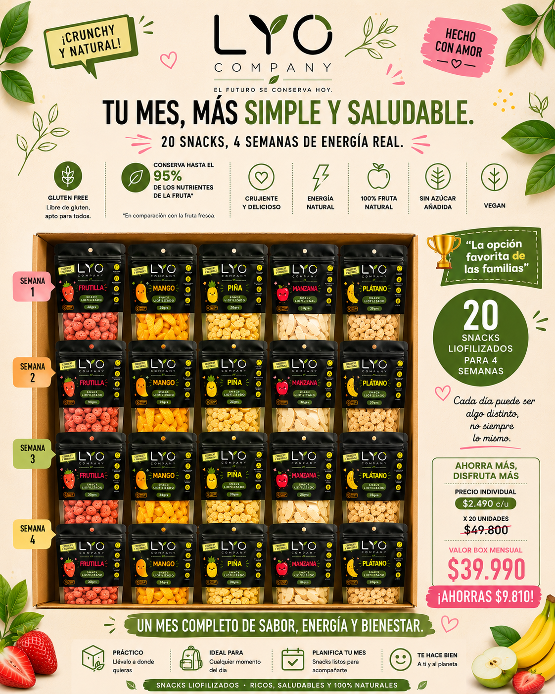 📦🍓 BOX MENSUAL LYO 🍍🥭🍏🍌 X20u