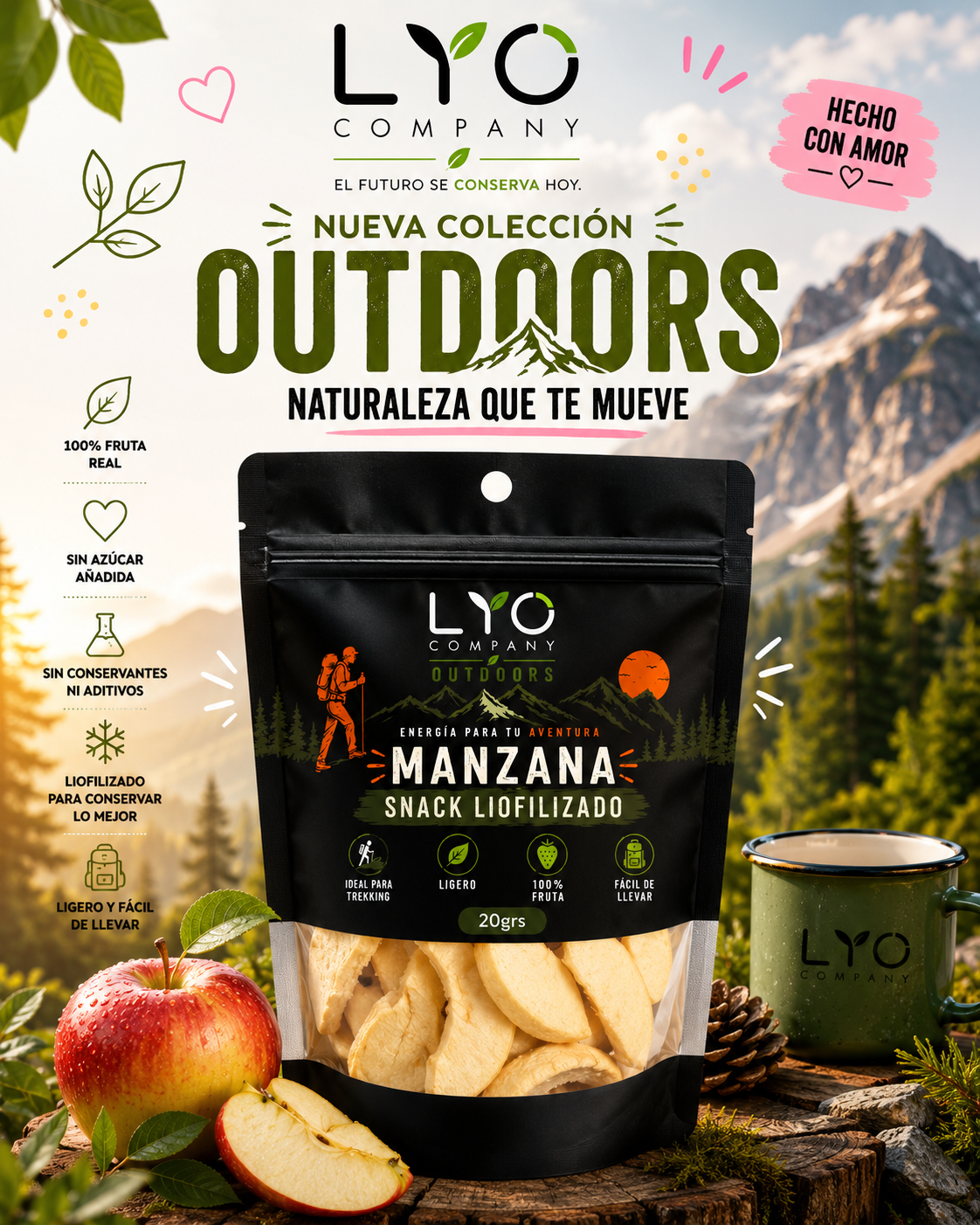 🍏 LYO Outdoors Manzana Liofilizada 20 g