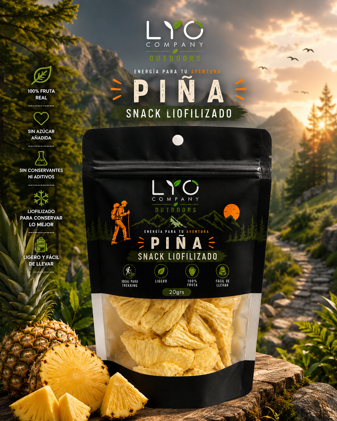 🍍 LYO Outdoors Piña Liofilizada 20 g